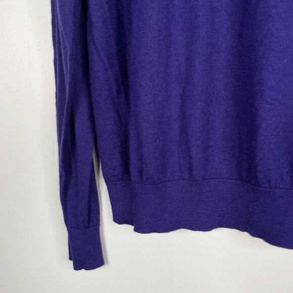 Neiman Marcus Mens Medium M Dark Purple Cashmere V Neck Pullover Sweater Knit - Picture 3 of 8